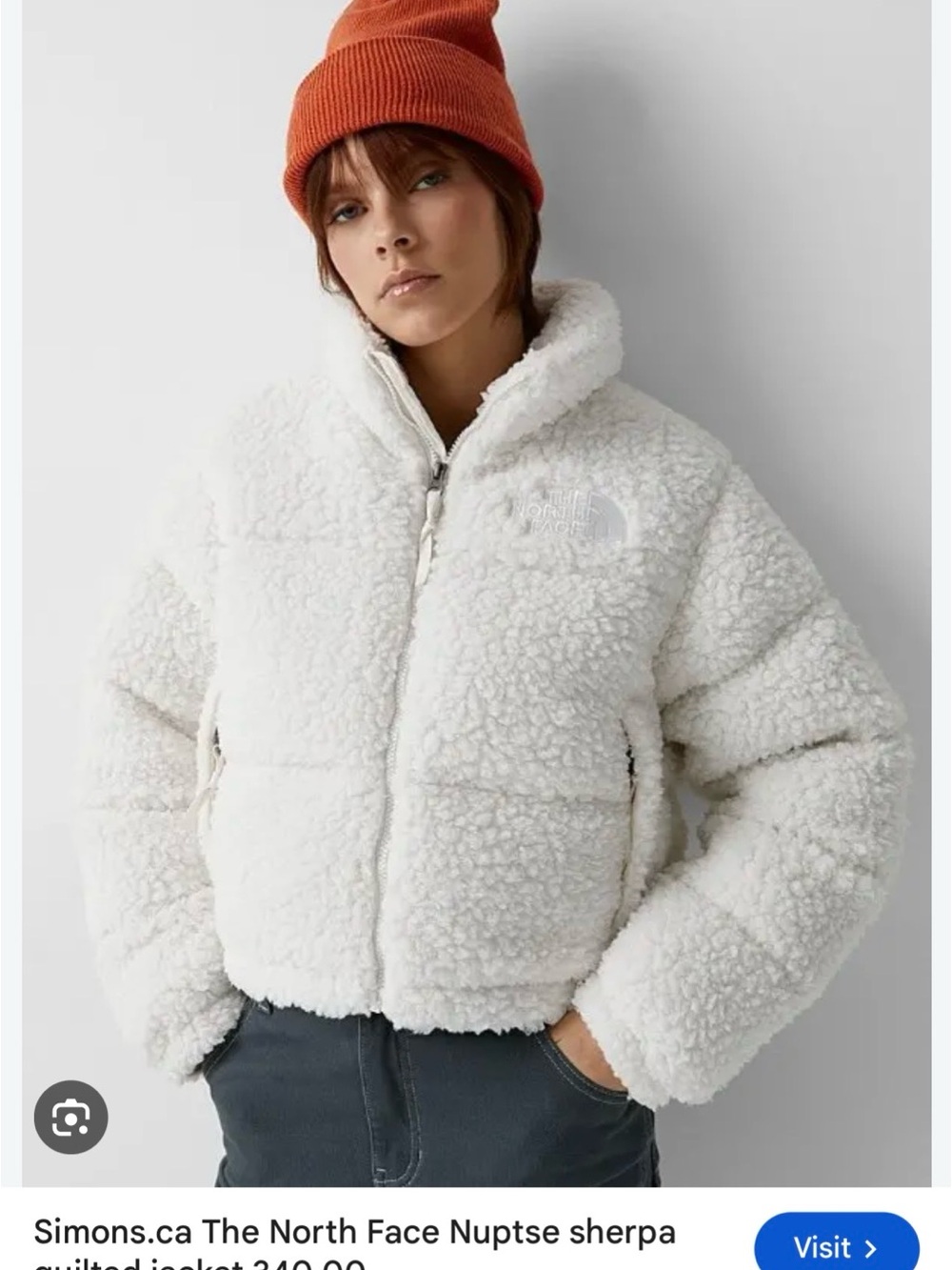 The North Face Women’s Nuptse Sherpa Jacket in White